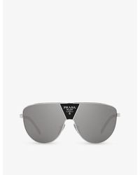 Prada - Pr 69zs Shield-frame Metal Sunglasses - Lyst