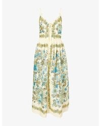 ALÉMAIS - Sophia Printed Linen Midi Dress - Lyst