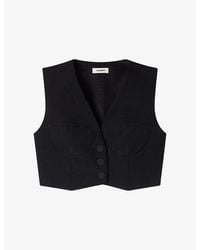 Sandro - V-Neck Cropped Woven Top - Lyst