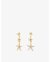 Astrid & Miyu - Starfish 18Ct-Plated Brass And Cubic Zirconia Drop Stud Earrings - Lyst