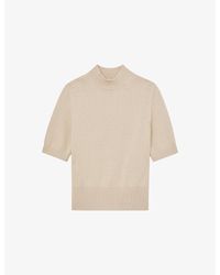Reiss - Aria Funnel-Neck Cotton And Wool-Blend Jumper - Lyst