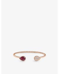 Boucheron - Serpent Bohème 18Ct- 0.32Ct Brilliant-Cut Diamond And 2.56Ct Rhodolite Bangle Bracelet - Lyst