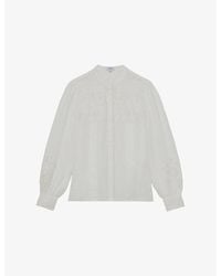 Reiss - Ida Floral-Embroidered Linen Blouse - Lyst