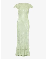 RIXO London - Liberty Floral-jacquard Layered-hem Woven Maxi Dress - Lyst