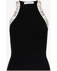Max Mara - Pleiadi Floral-embroidered Wool And Cashmere-blend Top - Lyst