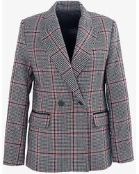 IKKS - Houndstooth Double-breasted Wool-blend Blazer - Lyst