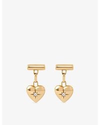Astley Clarke - Biography Heart Stud 18Ct- Plated Sterling- And Sapphire Drop Earrings - Lyst