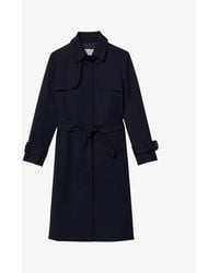 Sandro Jacob Pleated Belted Woven Trench Coat in Grey | Lyst UK