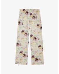 The Kooples - Floral-Print Wide-Leg Woven Trousers - Lyst