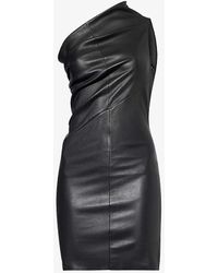 Rick Owens - Asymmetric-neck Slim-fit Leather Mini Dress - Lyst