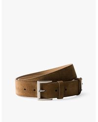 Prada - Triangle-Plaque Adjustable-Buckle Suede Belt - Lyst