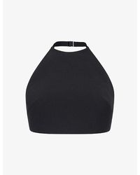 Mugler - Halter-Neck Cropped Wool-Blend Top - Lyst