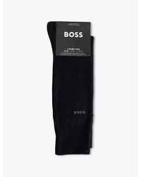 BOSS - Intarsia-Logo Crew-Length Pack Of Two Cotton-Blend Knit Socks - Lyst