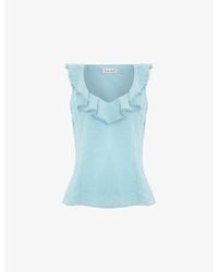 Phase Eight - Rhona Ruffle-Trim Linen-Blend Top - Lyst