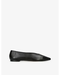 Aeyde - Betty Square-Toe Leather Ballet Flats - Lyst