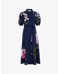 Phase Eight - Kerrie Floral-Print Stretch-Cotton Midi Dress - Lyst