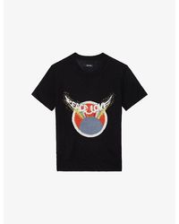 Zadig & Voltaire - Idal Rhinestone-Embellished Cashmere T-Shirt - Lyst