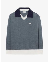 Claudie Pierlot - Layered-Collar Branded-Patch Wool-Blend Jumper - Lyst