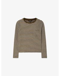 Whistles - Stripe-Print Chest-Pocket Cotton-Jersey Top - Lyst