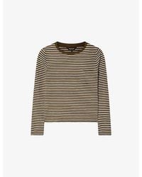 Whistles - Stripe-Print Chest-Pocket Cotton-Jersey Top - Lyst