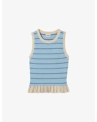 Claudie Pierlot - Striped Ruffle-Hem Knitted Top - Lyst