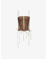 Jaded London - Odile Lace-Up Faux-Leather Corset Top - Lyst
