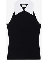 Claudie Pierlot - Shirt-collar Slim-fit Knitted Top - Lyst