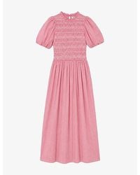 Ro&zo - Stripe-Pattern Shirred Woven Midi Dress - Lyst