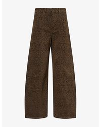 FRAME - The Bow Crop Animal-Print Denim Jeans - Lyst