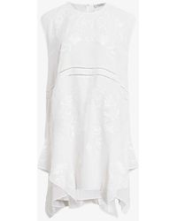 AllSaints - Audrina Floral-embroidered Sleeveless Woven Mini Dress - Lyst