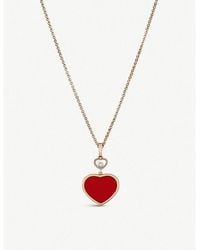Chopard - Happy Hearts 18ct Rose-gold And Diamond Pendant - Lyst