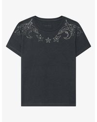 Zadig & Voltaire - Alys Rhinestone-Embellished Cotton And Linen-Blend T-Shirt - Lyst