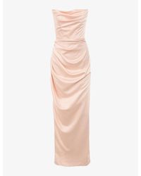 House Of Cb - Adrienne Strapless Corset Stretch-Satin Maxi Dress - Lyst