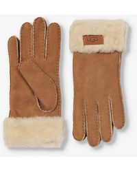 UGG - Logo-patch Suede And Shearling Gloves - Lyst