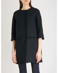 Max Mara Alec Frayed Linen Coat - Blue