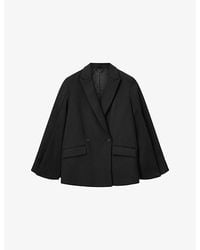 AllSaints - Luna Cape Double-Breasted Stretch-Woven Blazer - Lyst