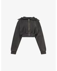 Entire studios - Cropped Full Zip Cotton-Jersey Hoodie - Lyst