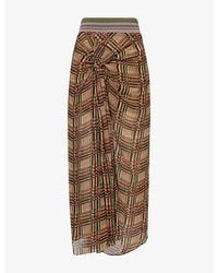 Dries Van Noten - Suma Check-Pattern Woven Midi Skirt - Lyst