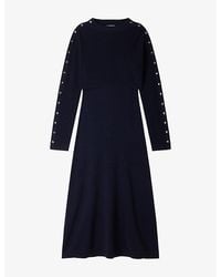 Sandro - Embellished Two-In-One Wool And Cashmere-Blend Maxi Dress - Lyst