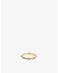 Astrid & Miyu - Opal Pear 18Ct-Plated Sterling- And Nano-Gem Eternity Ring - Lyst
