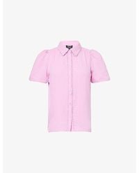 ME+EM - Short-Sleeved Picot-Trim Cotton Blouse - Lyst
