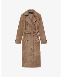 Reiss - Ester Double-Breasted Suede Trench Coat - Lyst
