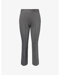 GOOD AMERICAN - Ponte Pinstripe Kick-Flare Mid-Rise Stretch-Woven Trousers - Lyst