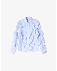Sandro - Ruffled Long-Sleeved Cotton Shirt - Lyst