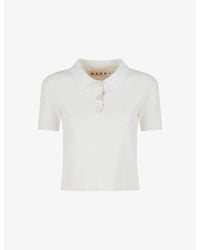 Marni - Short-Sleeved Ribbed Knitted Polo Shirt - Lyst