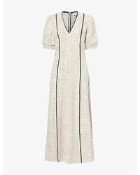ME+EM - V-Neck Fit-And-Flare Tweed-Jersey Maxi Dress - Lyst