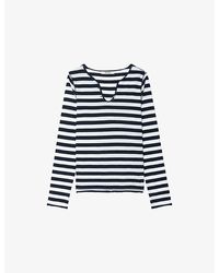 Zadig & Voltaire - Striped Henley-Neck Cotton-Jersey Top - Lyst