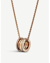 BVLGARI - Womens B.zero1 18ct Pink-gold And Diamond Necklace - Lyst
