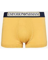 Emporio Armani - Branded-waist Stretch-cotton Trunks - Lyst