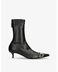 DIESEL - D-Venus Logo-Hardware Leather Ankle Boots - Lyst